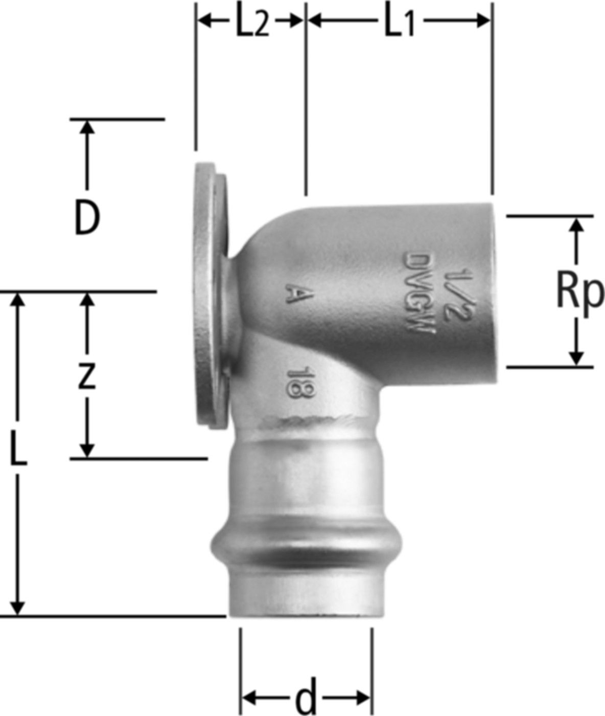 Anschlusswinkel NUSSBAUM Optipress-Aquaplus