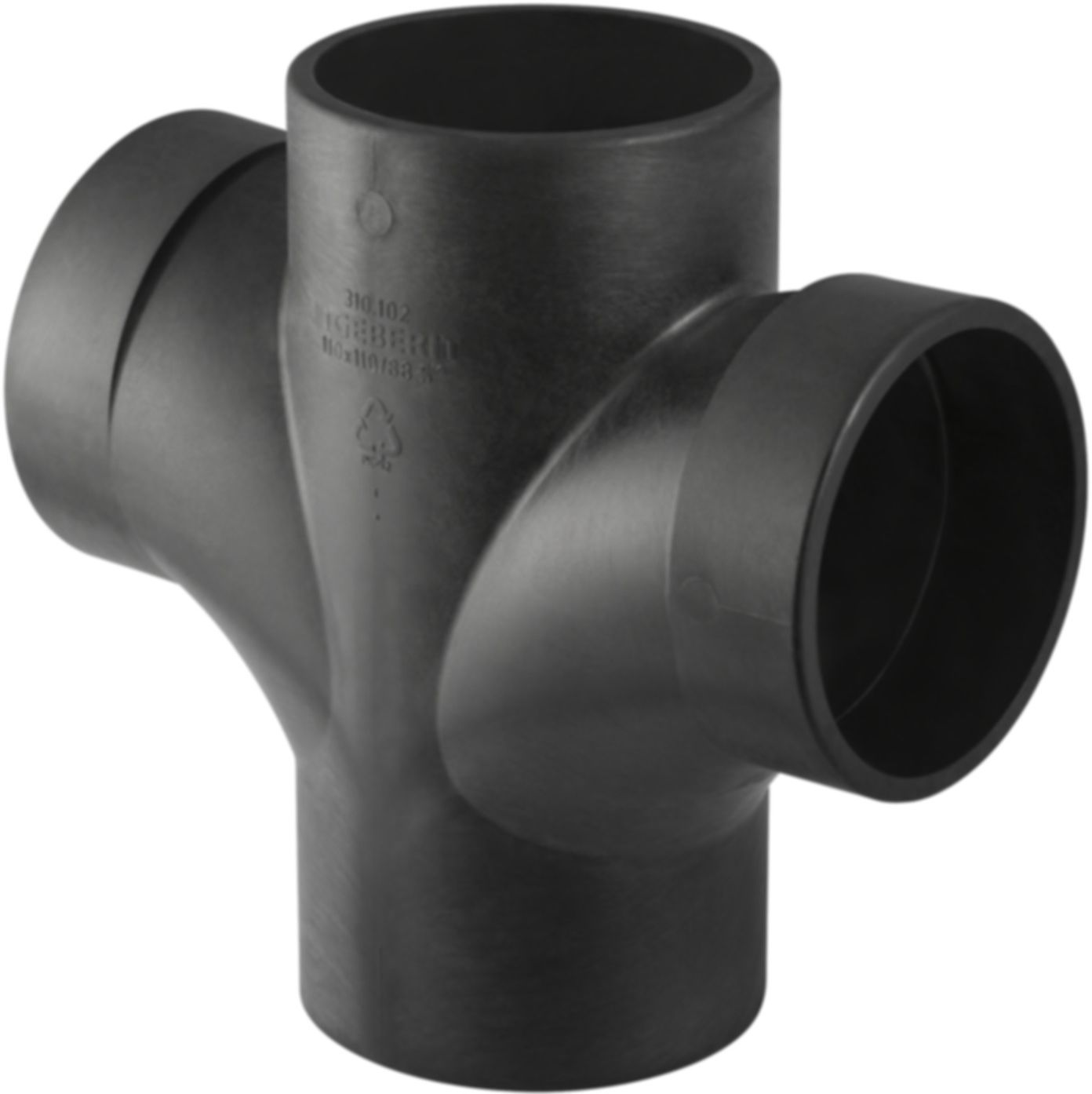 Bogenabzweig zweifach 88,5°/180° 110/110mm 310.102.14.1 - Geberit-PE-Silent-Formstücke