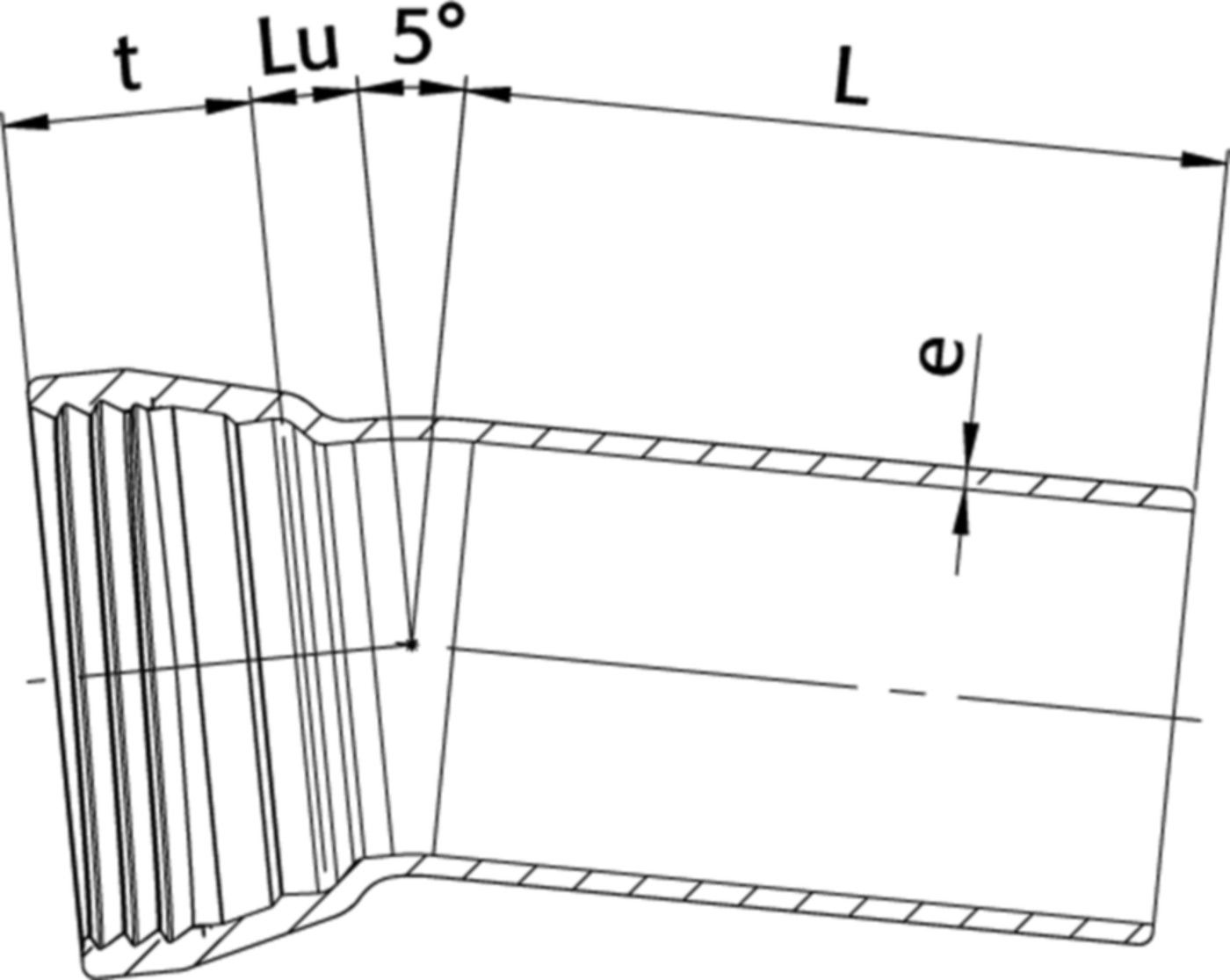 SM-Bogen 1M  MK 5°, mit Gleit- und Dichtring DN 100 - Wild Schraubmuffenformstücke