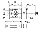 KABA 8 Möbelschloss Typ M1074 DM=25mm, DIN rechts, mit 2 Schlüssel - Kaba 8, Lagerprodukt