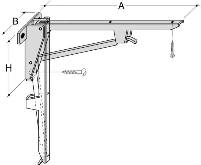 HEBGO Klappkonsolen, verzinkt KL/280mm, Tragkraft 75kg - Konsolen Hebgo