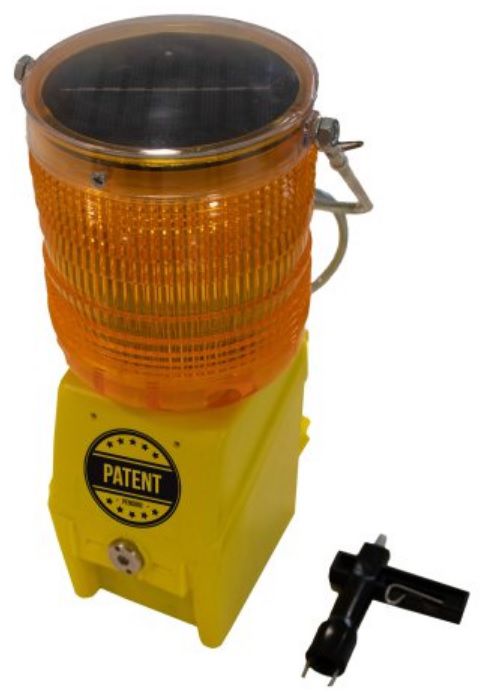 Baustellen-Warnleuchte Hybried Solar/Batterie mit Schlüssel, ohne Batterie - Elektrozubehör