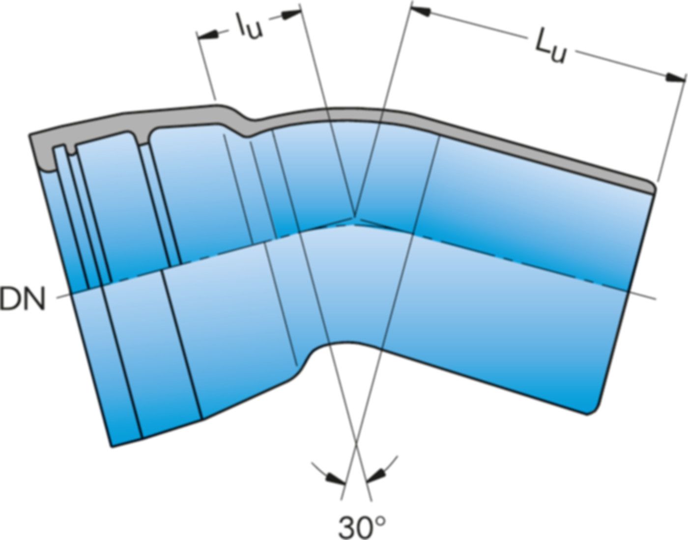 1-Muffe-Bogen MK 30° DN 200 - Frischhut Steckmuffenformstücke
