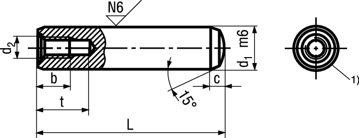 Zyl-Stifte I-Gew St geh+geschl m6 BN1970 DIN7979D 8x32 - Bossard Schrauben