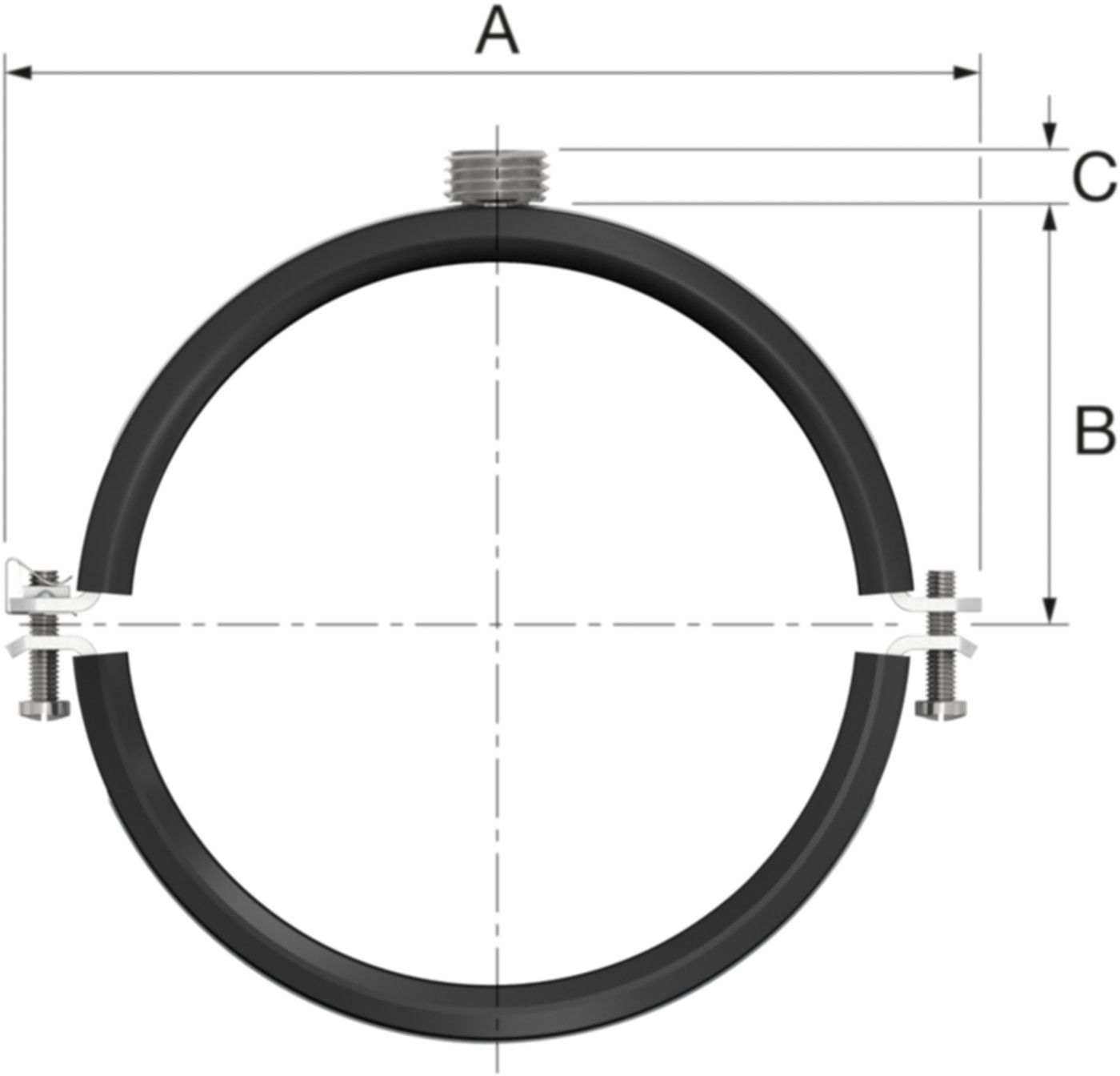BSA-Combi mit Gummi, ohne Muffe 1/2"/M10 62 - 64 mm 51920 - Flamco-Rohrschellen