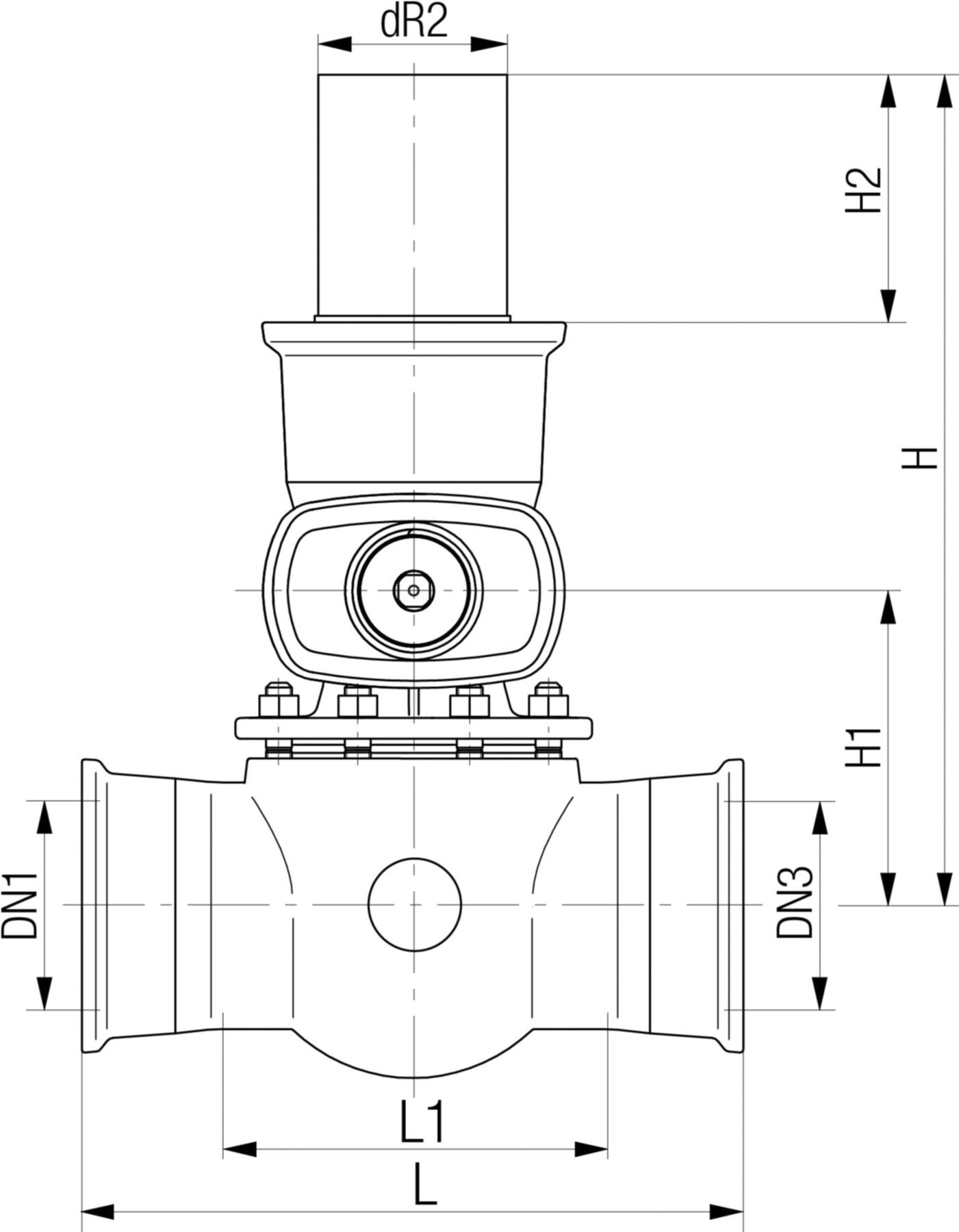 Universal 1, Fig. 5482 mit Steckmuffen Abgang Spitzend PE DN 125 / d 125mm - Von Roll Armaturen