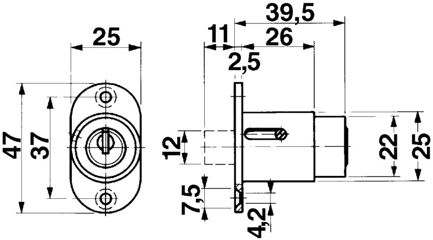 KABA 8 Druckzylinder Typ 1037D/11 12.5/13.5mm, mit 2 Schlüssel - Kaba 8, Lagerprodukt