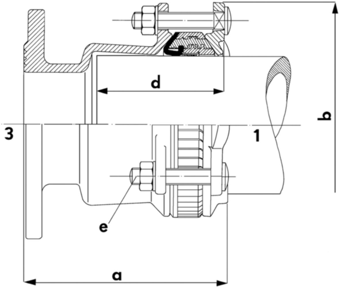 E-Stück reduziert, Typ 3157 DN 125/150 Spannbereich 132-155mm 709 455 238 - GF Waga-Multi/Joint