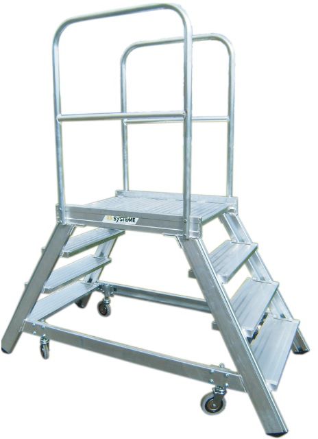 HB Podesttreppe beidseitig begehbar,fahrbar Typo 495.65 , 3 Stufen , Höhe 0.72 m - Garten