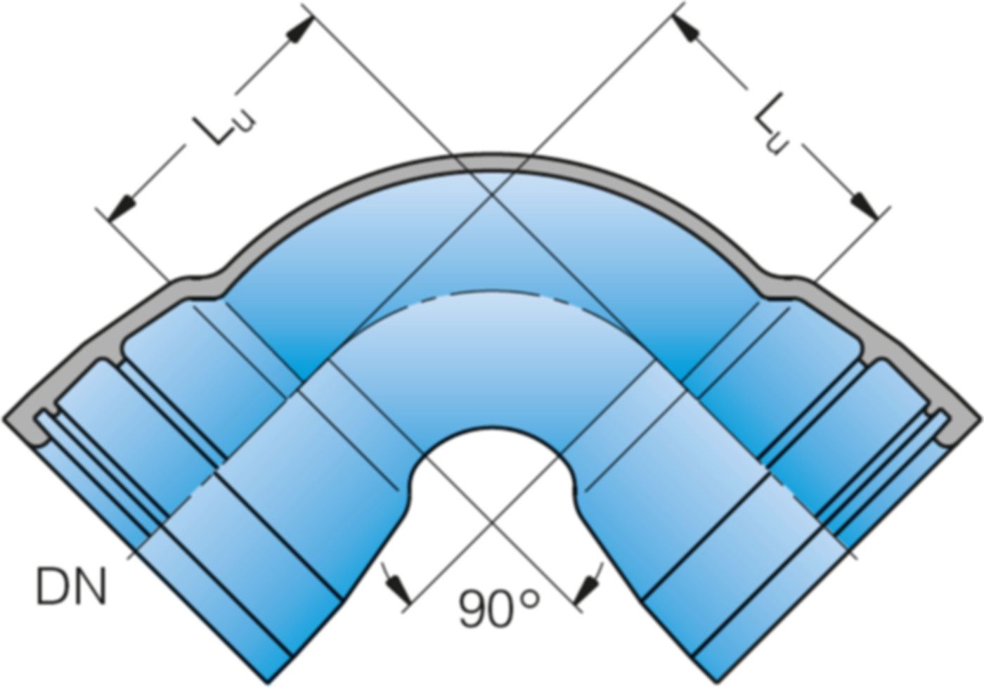 Muffe-Muffe-Bogen MMQ 90° DN 400 - Frischhut Steckmuffenformstücke