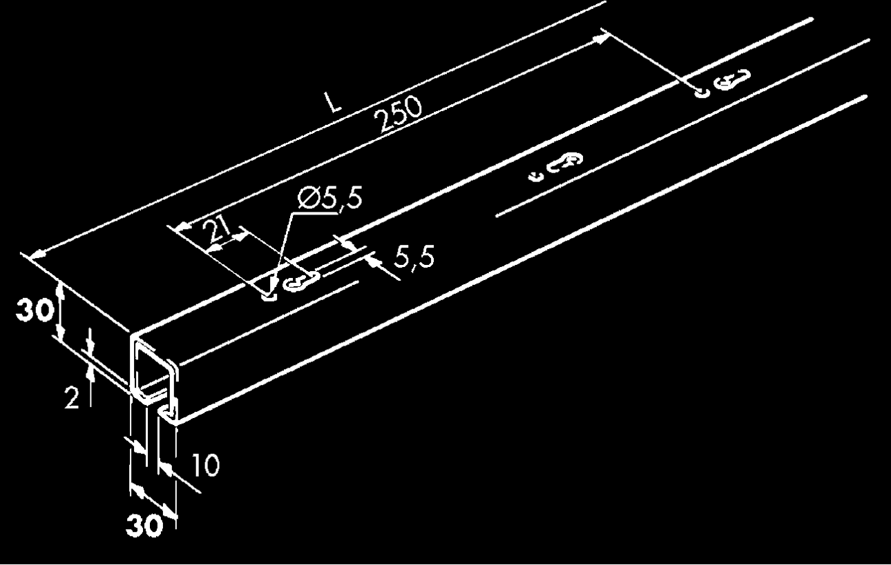 HAWA-PORTA Laufschiene, Porta 60/100 L=6000mm, Stahl verzinkt, gelocht - Schiebetür- und Schiebetorbeschläge