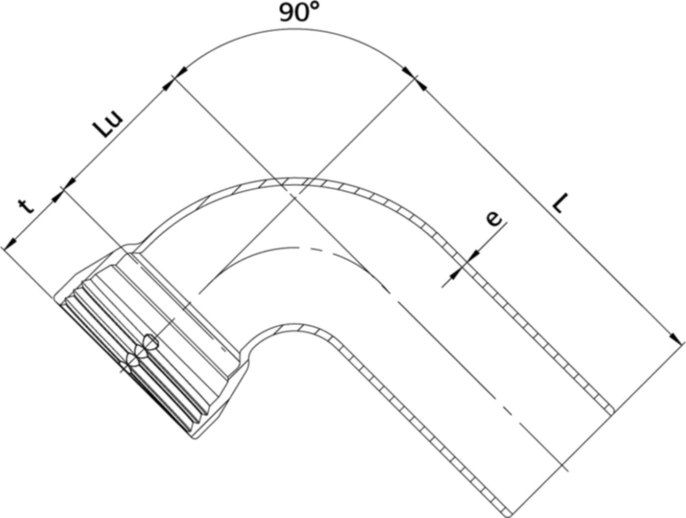 SM-Bogen 1M  MQ 90°, mit Gleit- und Dichtring DN 100 - Wild Schraubmuffenformstücke