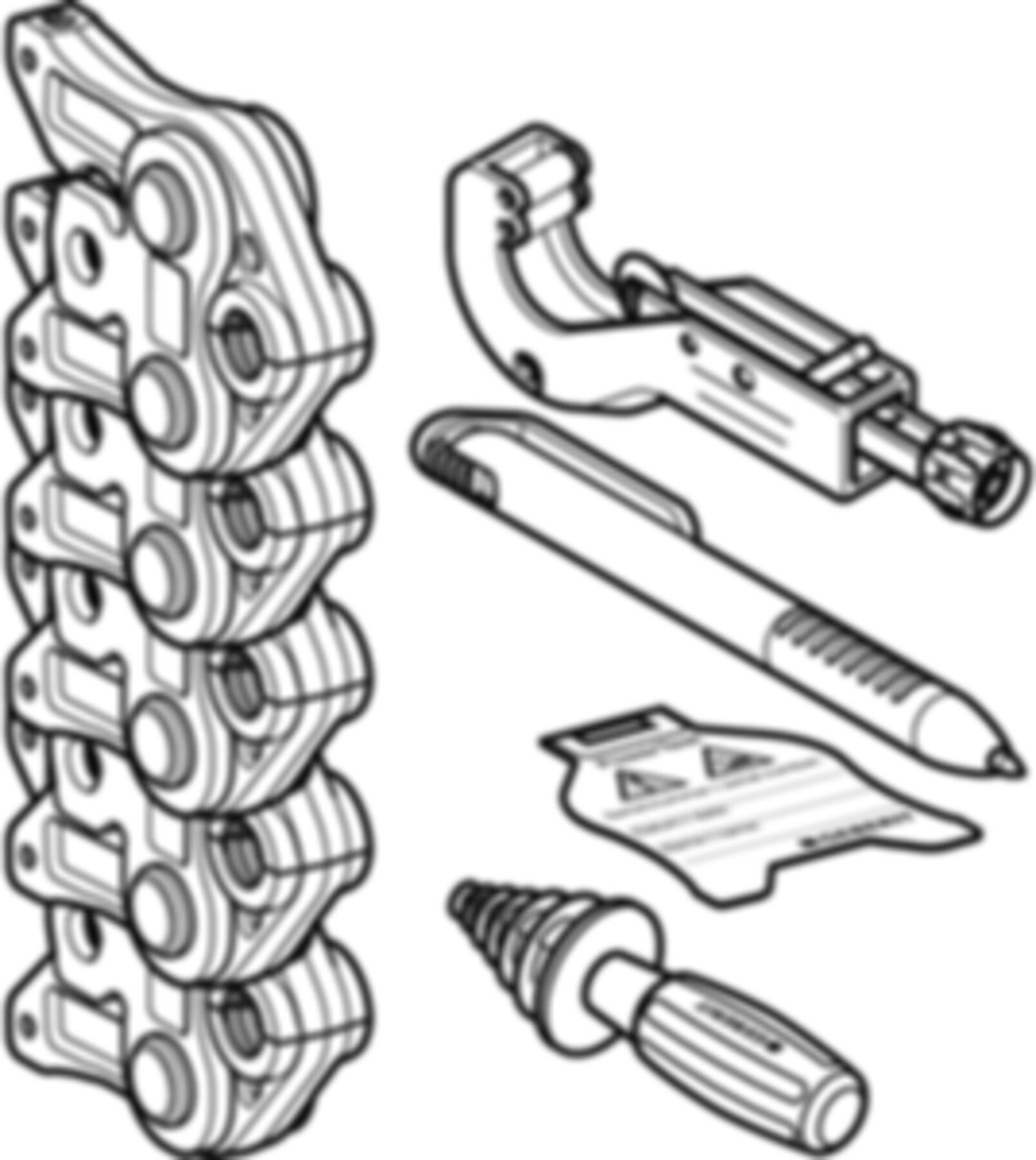 Mepla Pressbackenset (1) 16/20/26/32/40 Servicefrei, ohne Koffer 690.182.00.1 - Geberit Werkzeuge und Zubehör