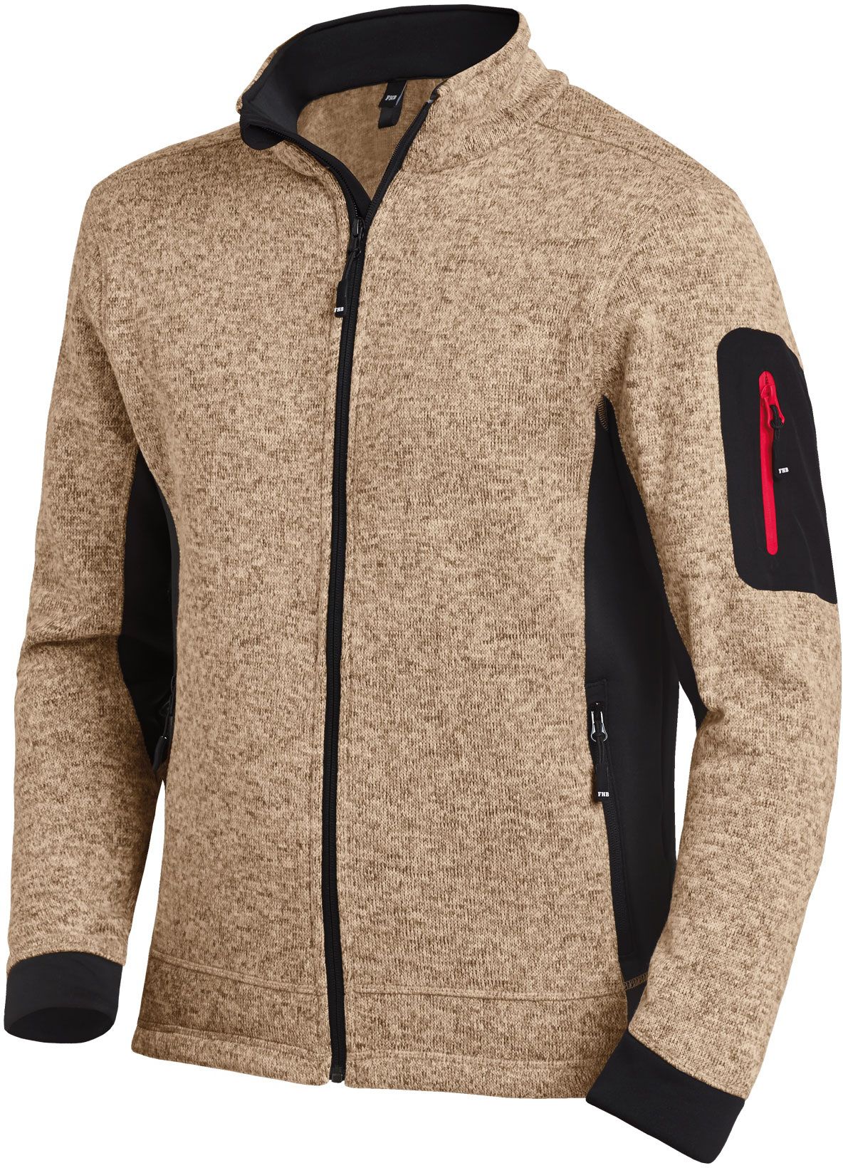 FHB CHRISTOPH Strick-Fleece-Jacke beige-schwarz Gr. 2XL - Textilien