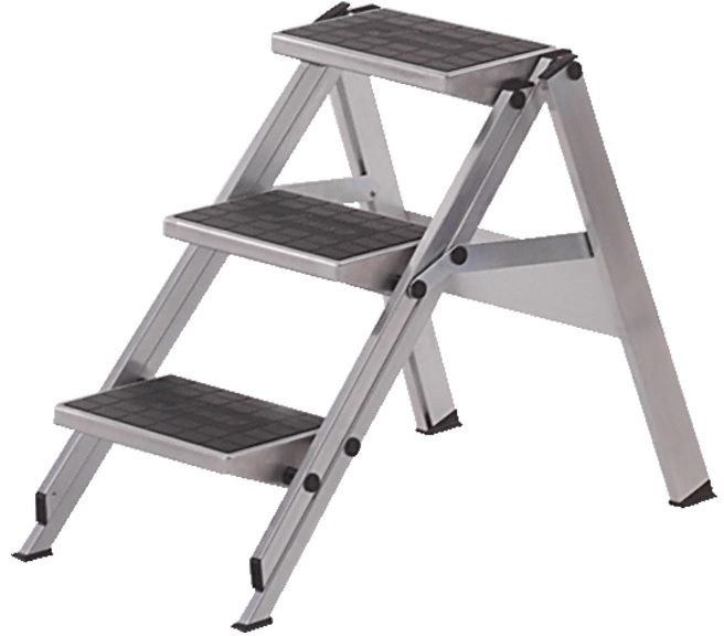 HB Alu Klapptreppe, mit Gummitritten Typ 490, 3 Stufen, L= 1.12m - Garten