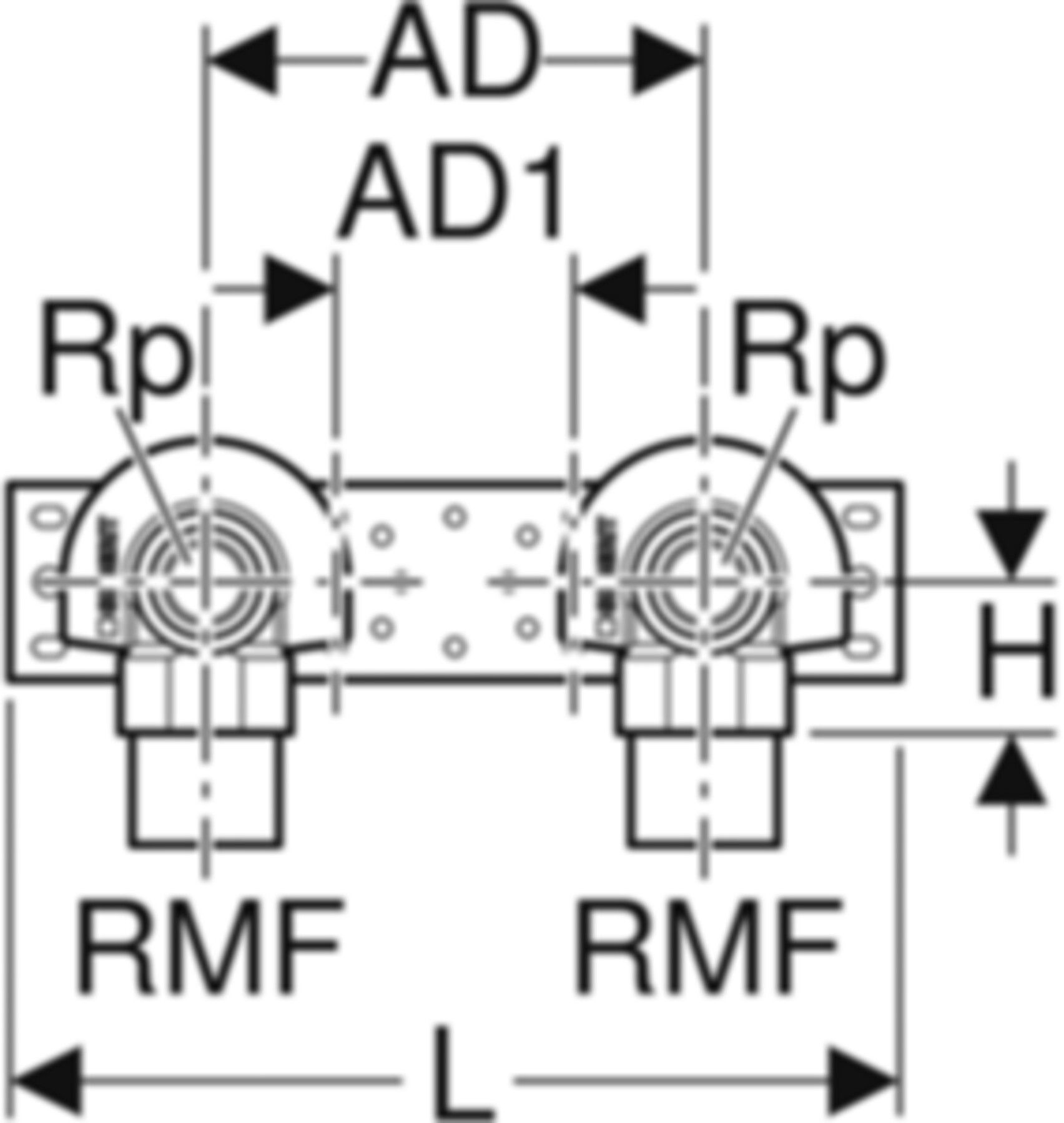 Anschlusswinkel 90° zweifach 153mm 1/2"- MF1/2" mit Aussengewinde 632.865.00.2 - Geberit-Push Fit-Formstücke