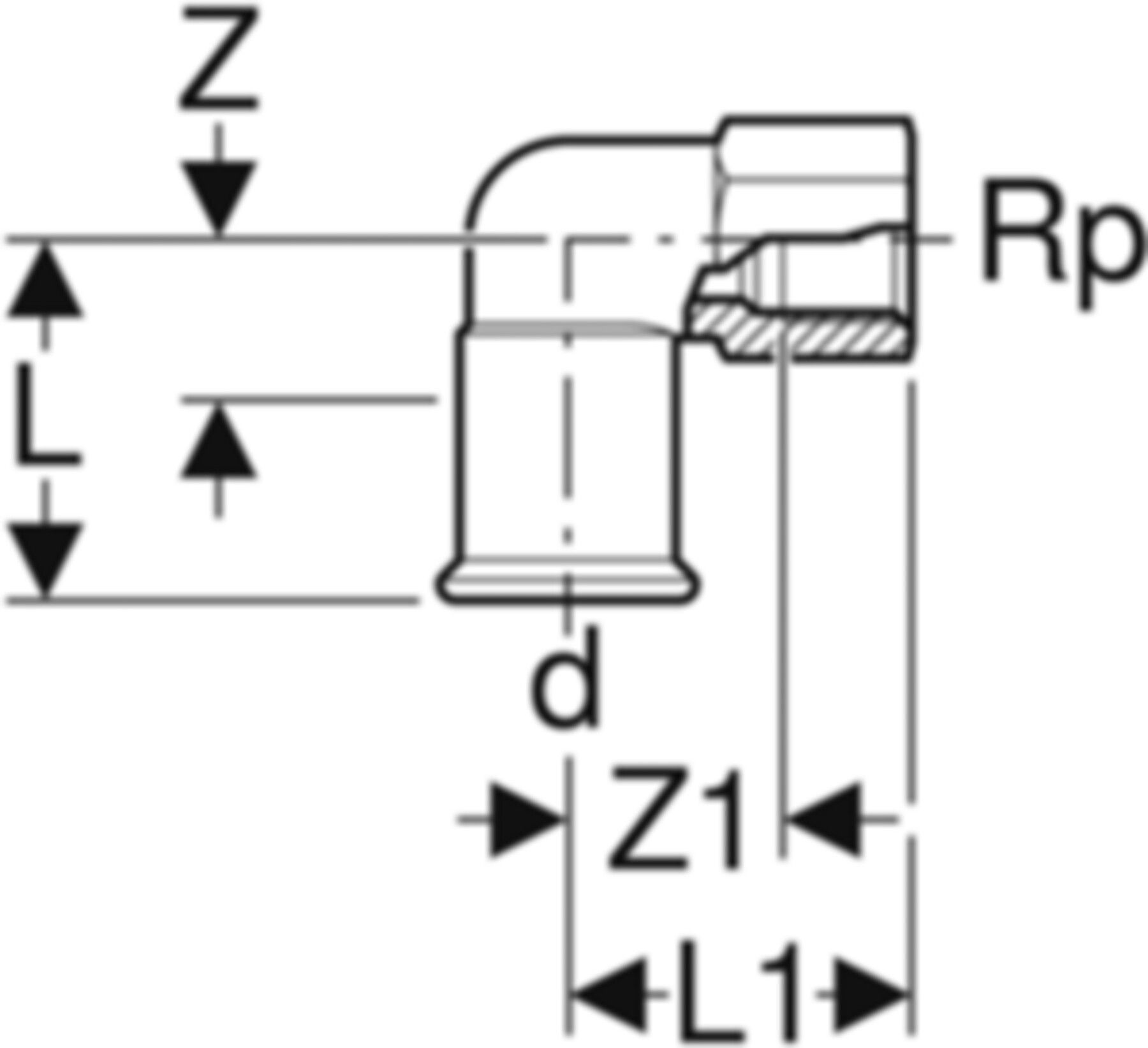Übergangswinkel 90° m/IG 28mm-1/2" 21660 - Mapress-Heizungs-Formstücke