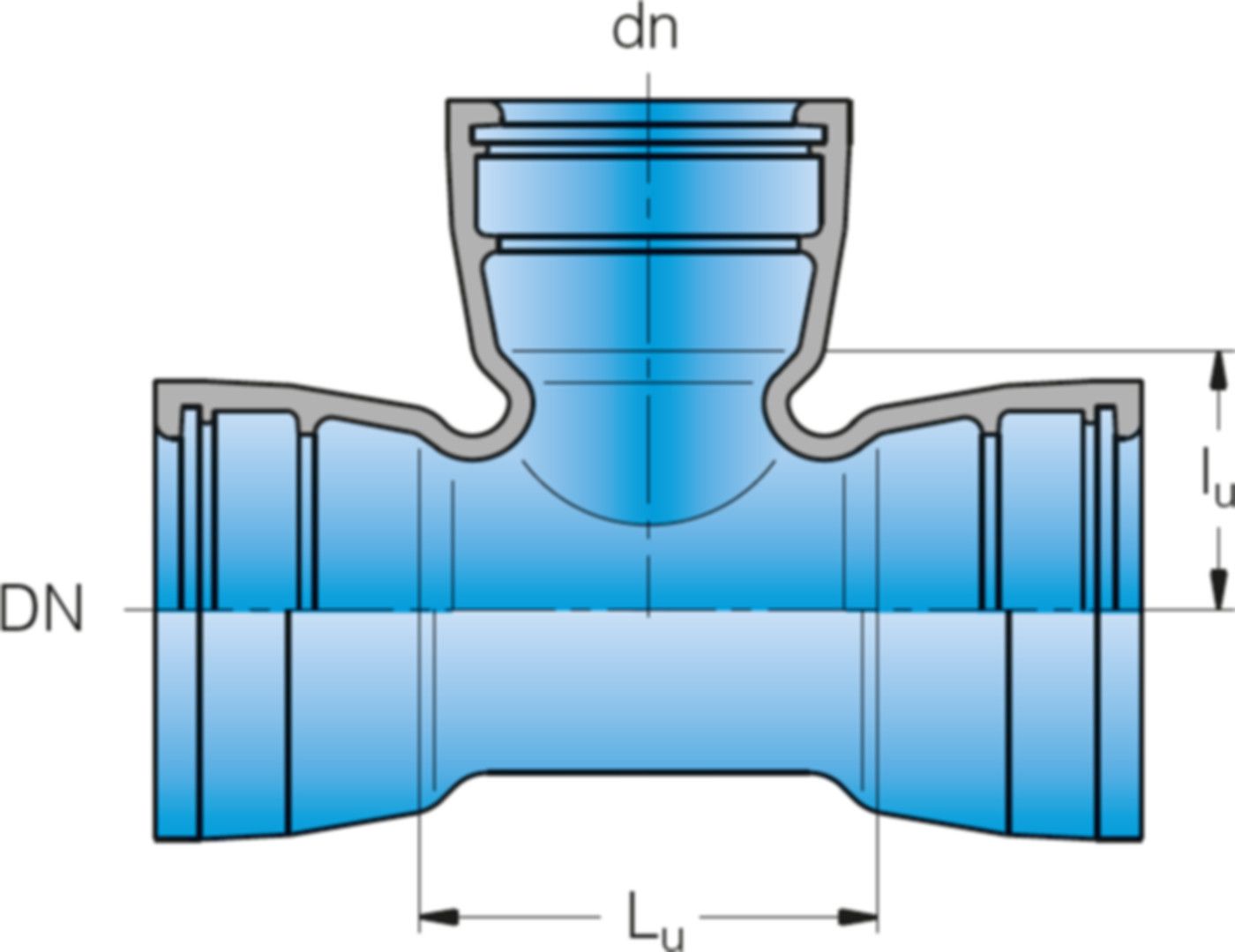 3-Muffen-T-Stück MMB DN 125/125 - Frischhut Steckmuffenformstücke