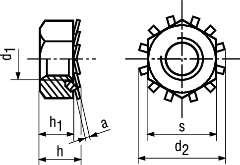 6-kt Mu mit Zahnscheibe St 8 vzb BN1364 M8 - Bossard Schrauben