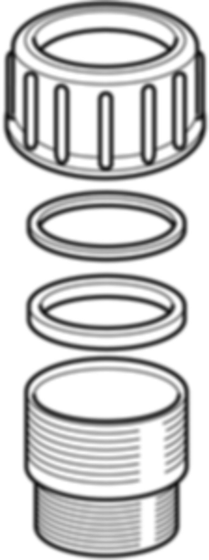 Stutzen mit Verschraubung und MS-Nippel d 56mm - 2" 359.311.00.1 - Geberit-PE-Formstücke