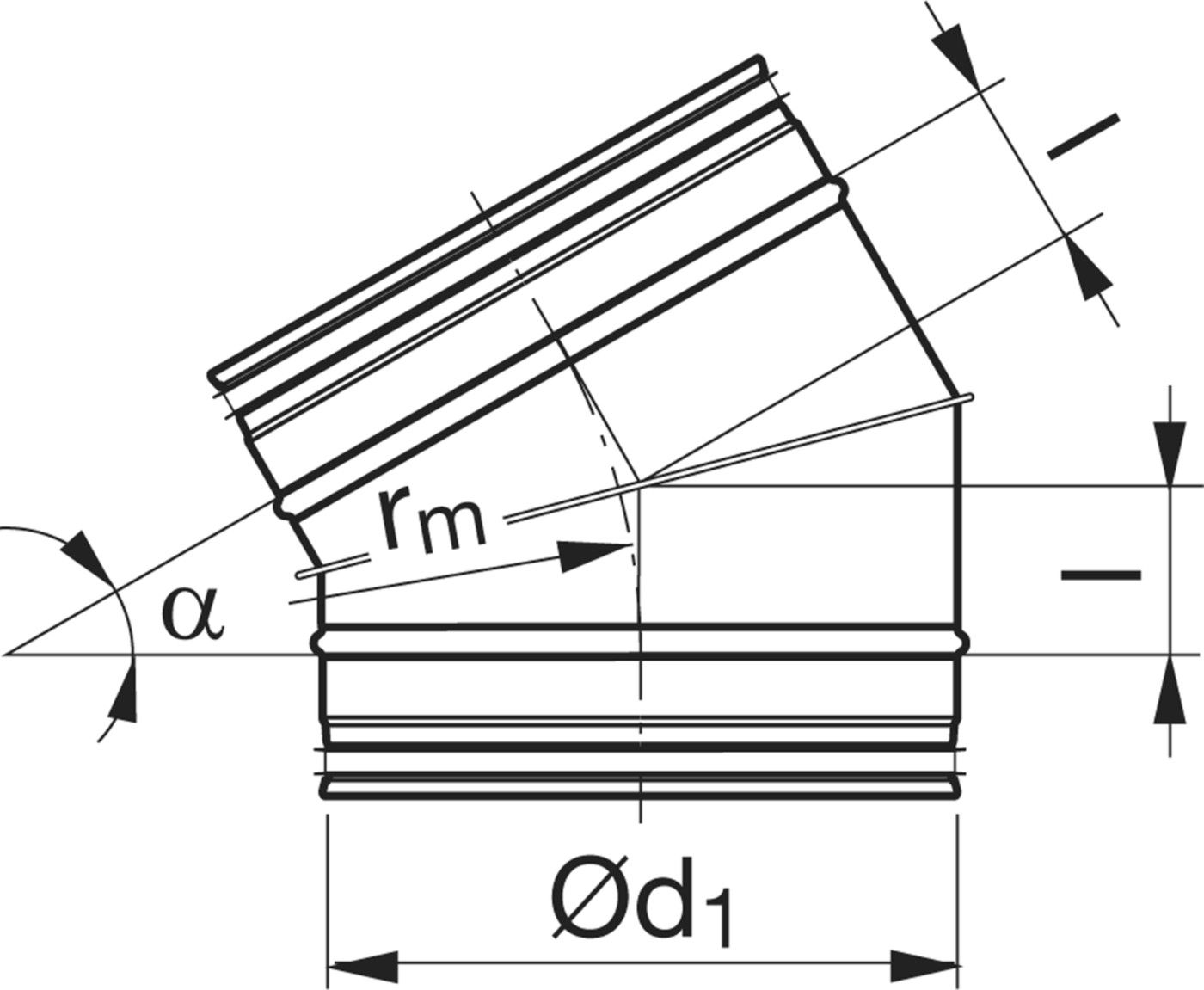 Segmentbogen 30° 280mm BFU-V - Spiralfalzrohre und Zubehör System Safe