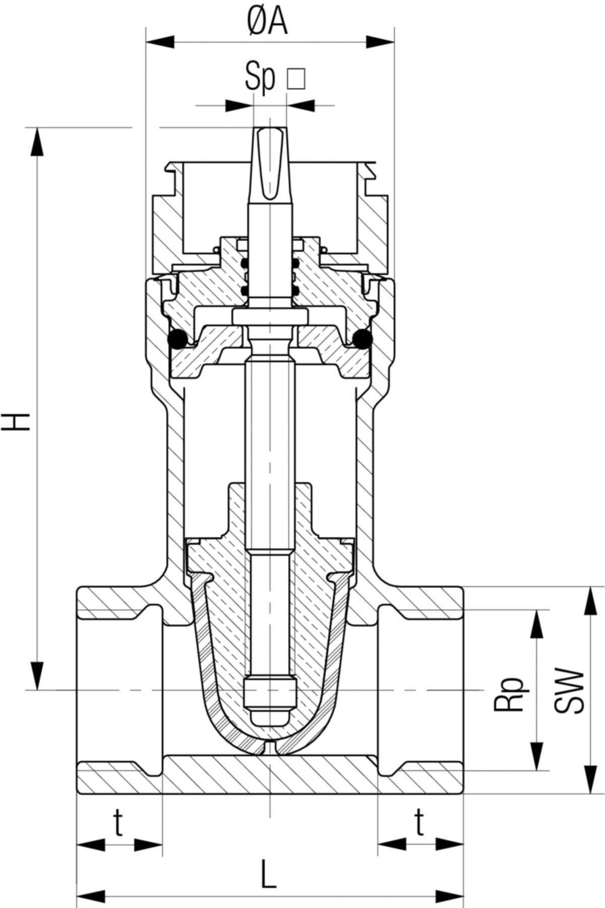 Schieber mit Gewindemuffe Fig. 5005 1" - Von Roll Armaturen