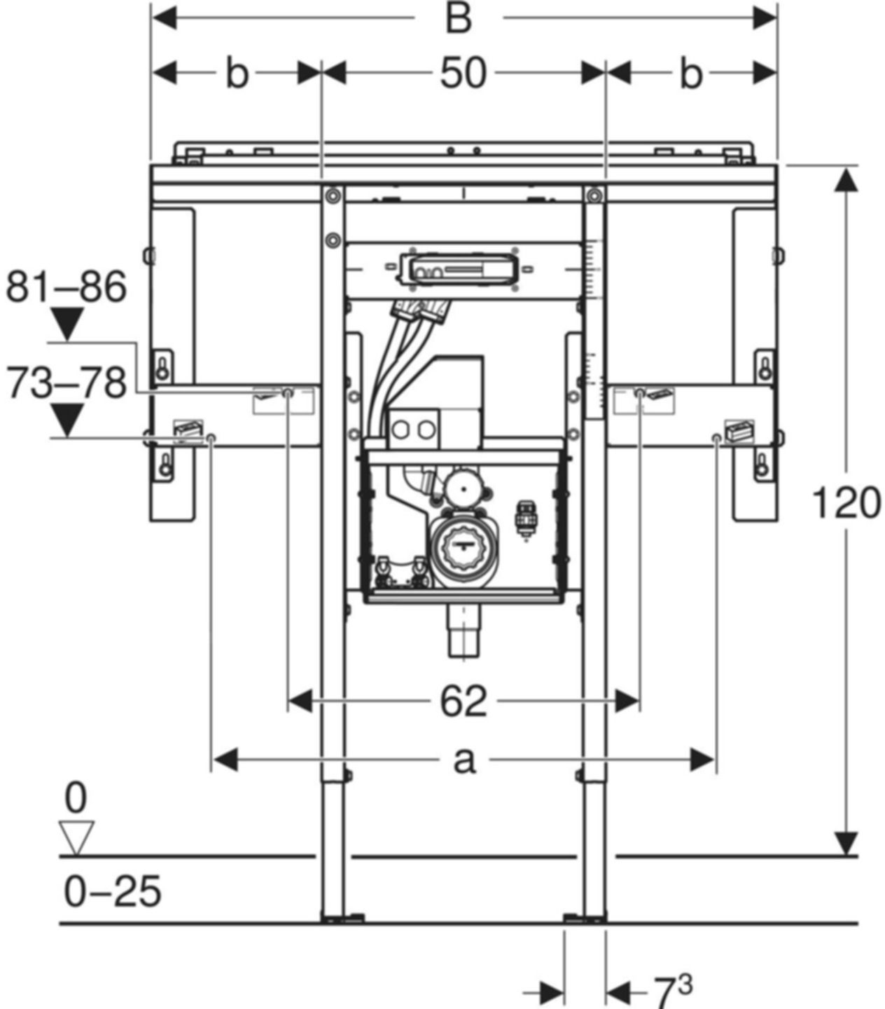 Element für ONE Waschtisch/ONE Wandarmatur Raumhoch, Breite   80cm 111.071.00.2 - Geberit-Duofix