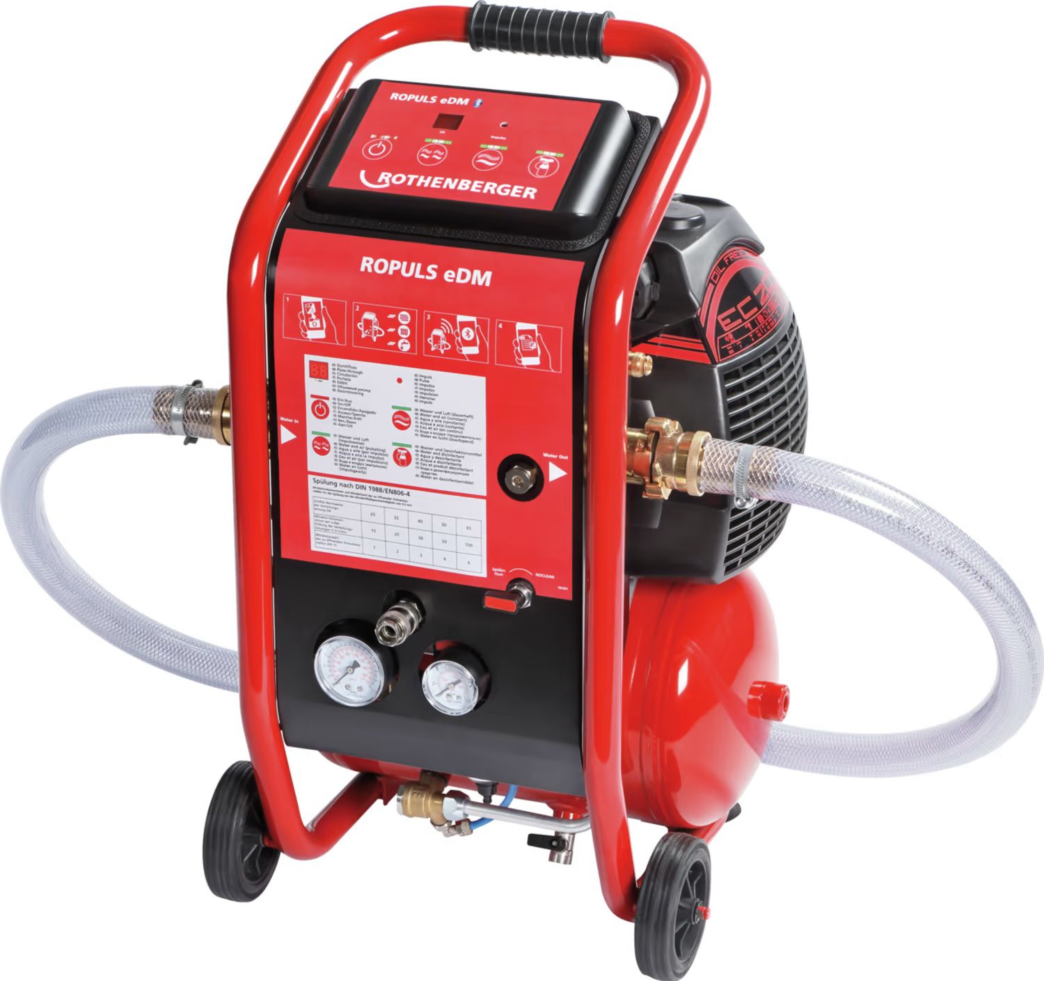 ROTHENBERGER Spühlkompressor ROPULS eDM bis Ø 2", 7bar, 230V, mit Protokollfunktion - Sanitärwerkzeuge