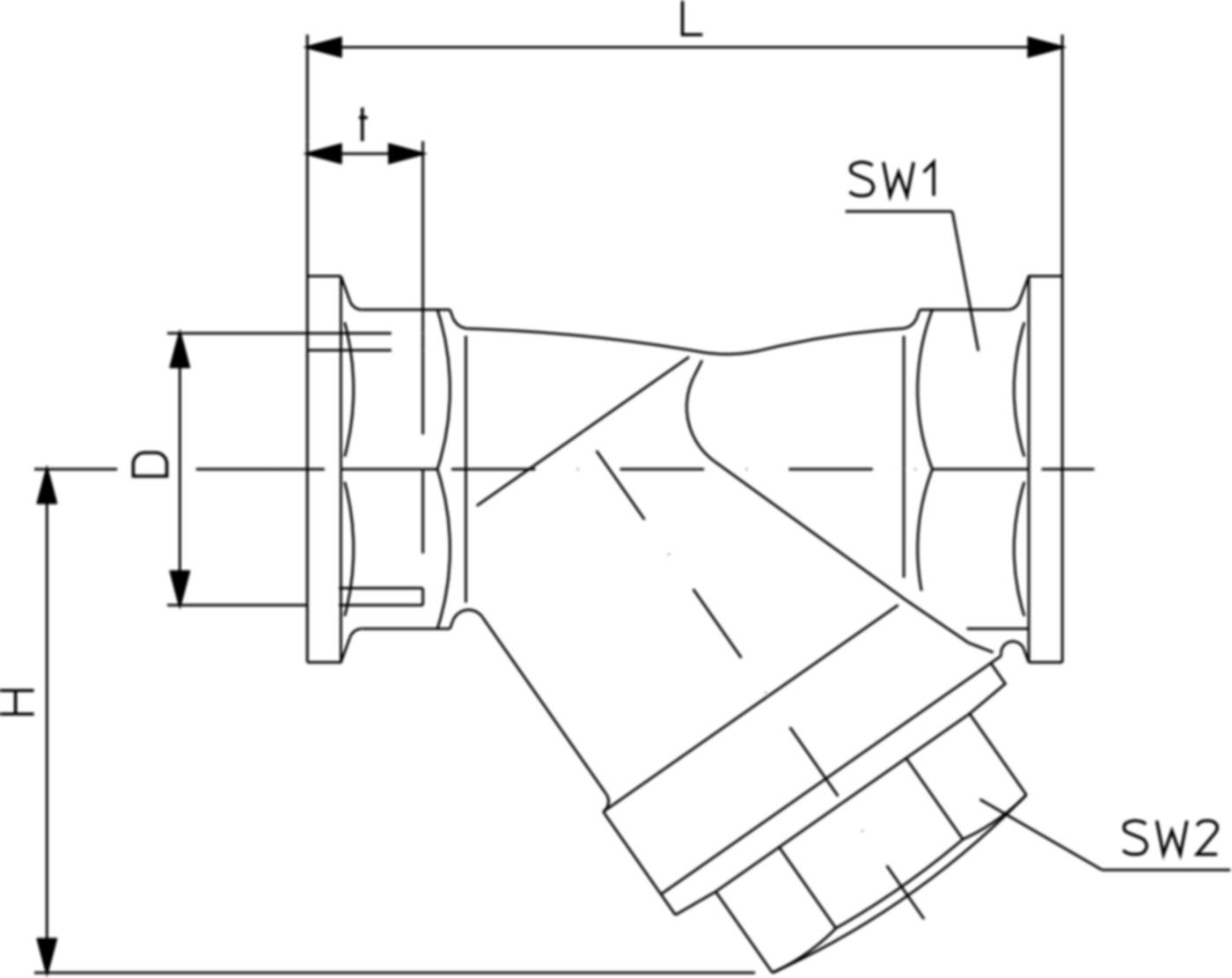 Rotguss m/Einfachsieb Maschenw. 0.6 mm PN 16 3/8" L= 63.5 mm 112 00 03 - Schmutzfänger
