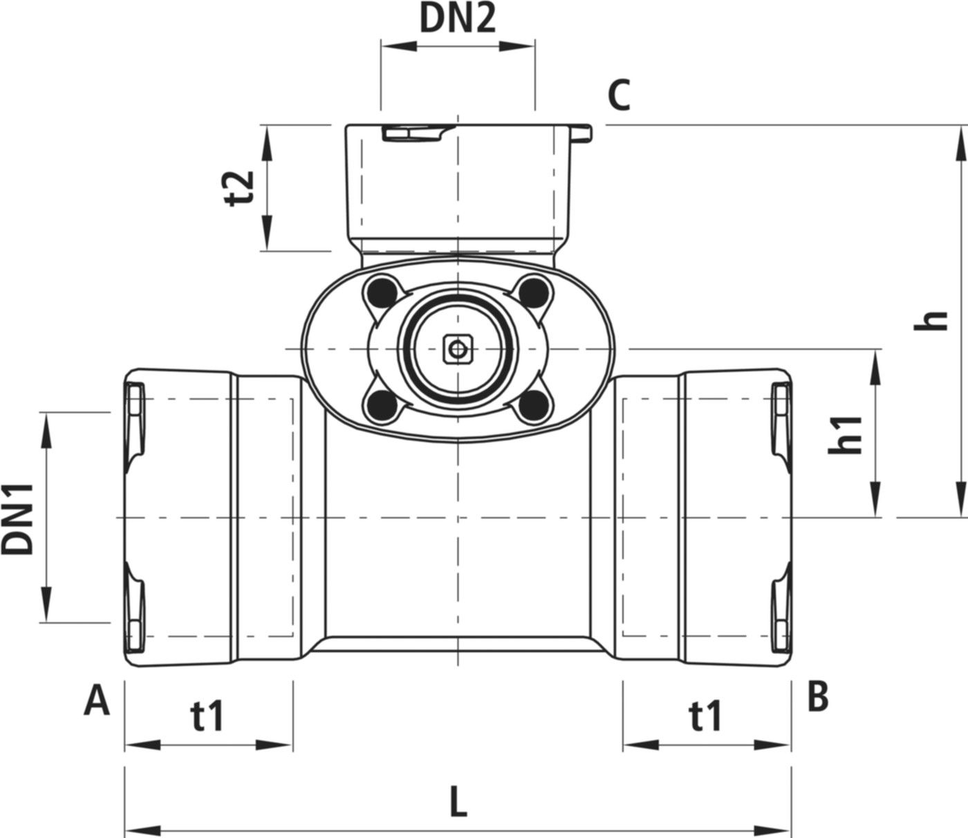 Combi-T mit Steckmuffen, Baio Gas 4375 DN 150/ 150 - Hawle Armaturen