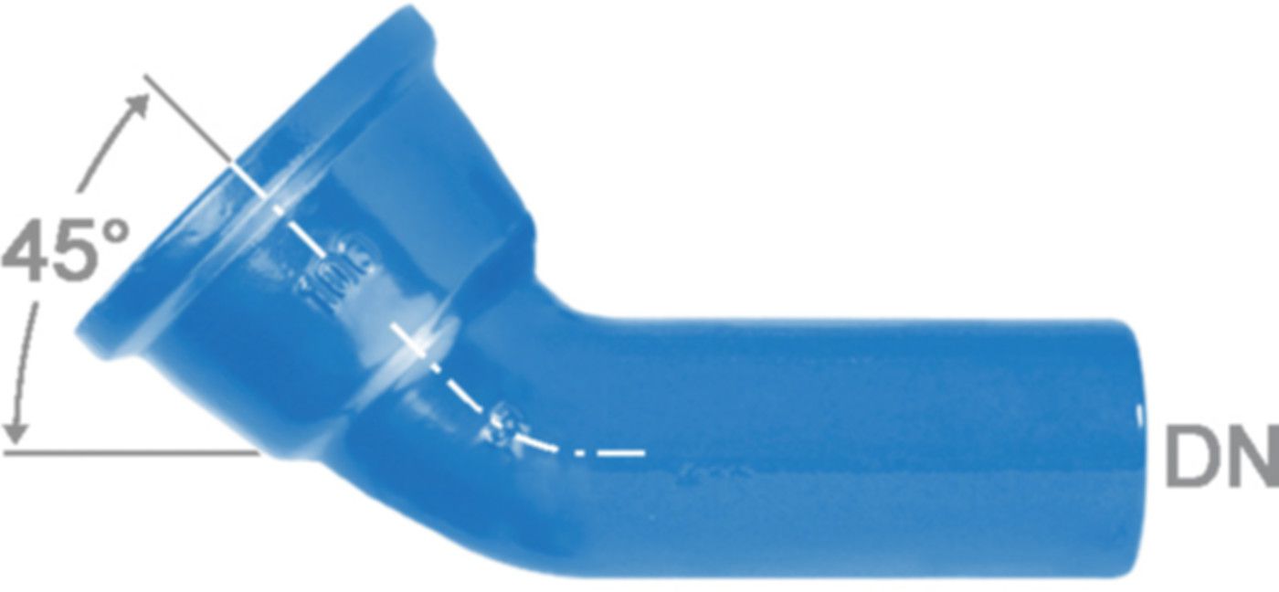 STM-Bogen 1M Fig. 2822 45° DN 200 - Von Roll Steckmuffenformstücke