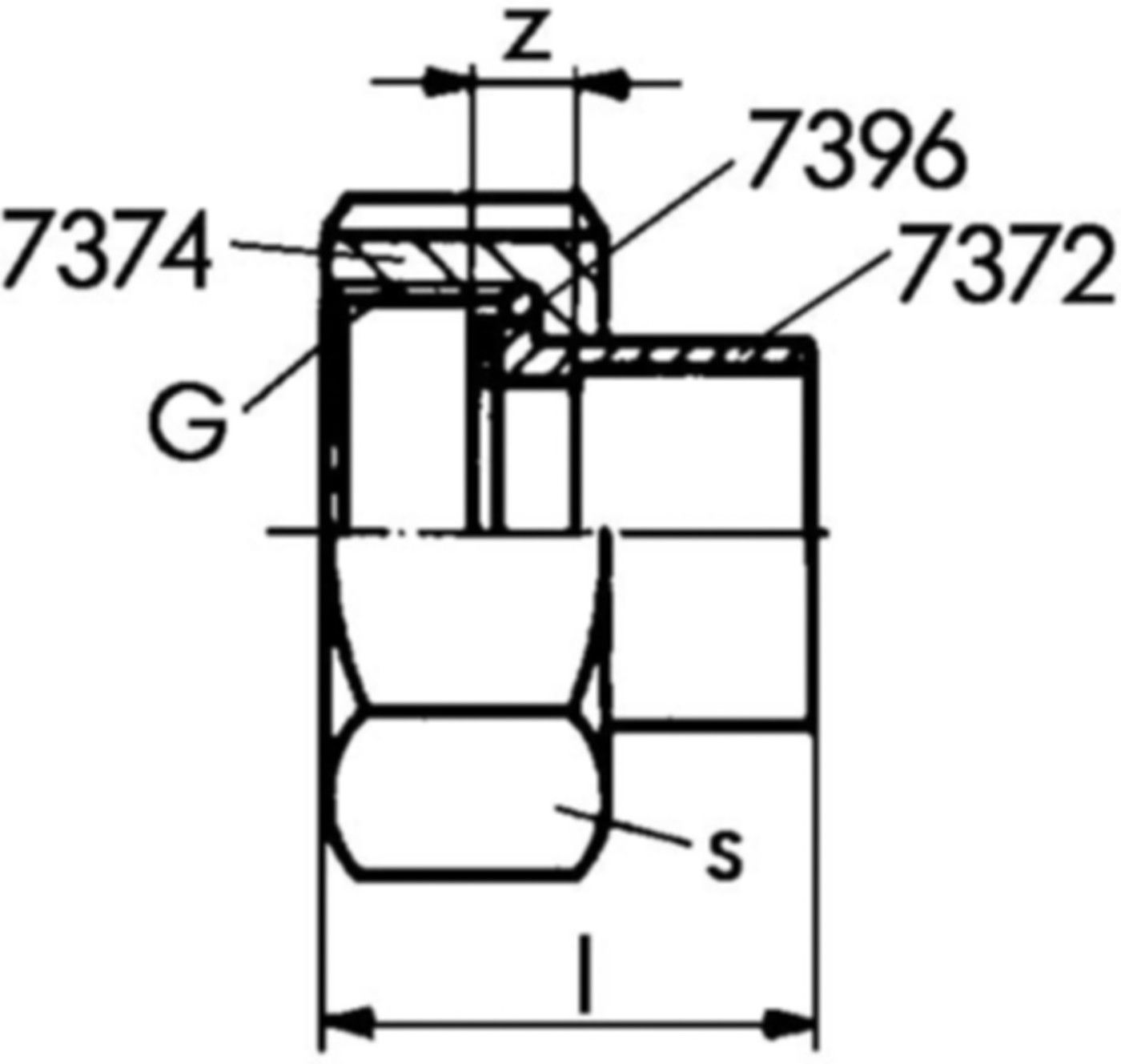 Löt-Einlegeteil 7372/74 42- 2" mit Mutter 767 372 435 - GF Lötfittings