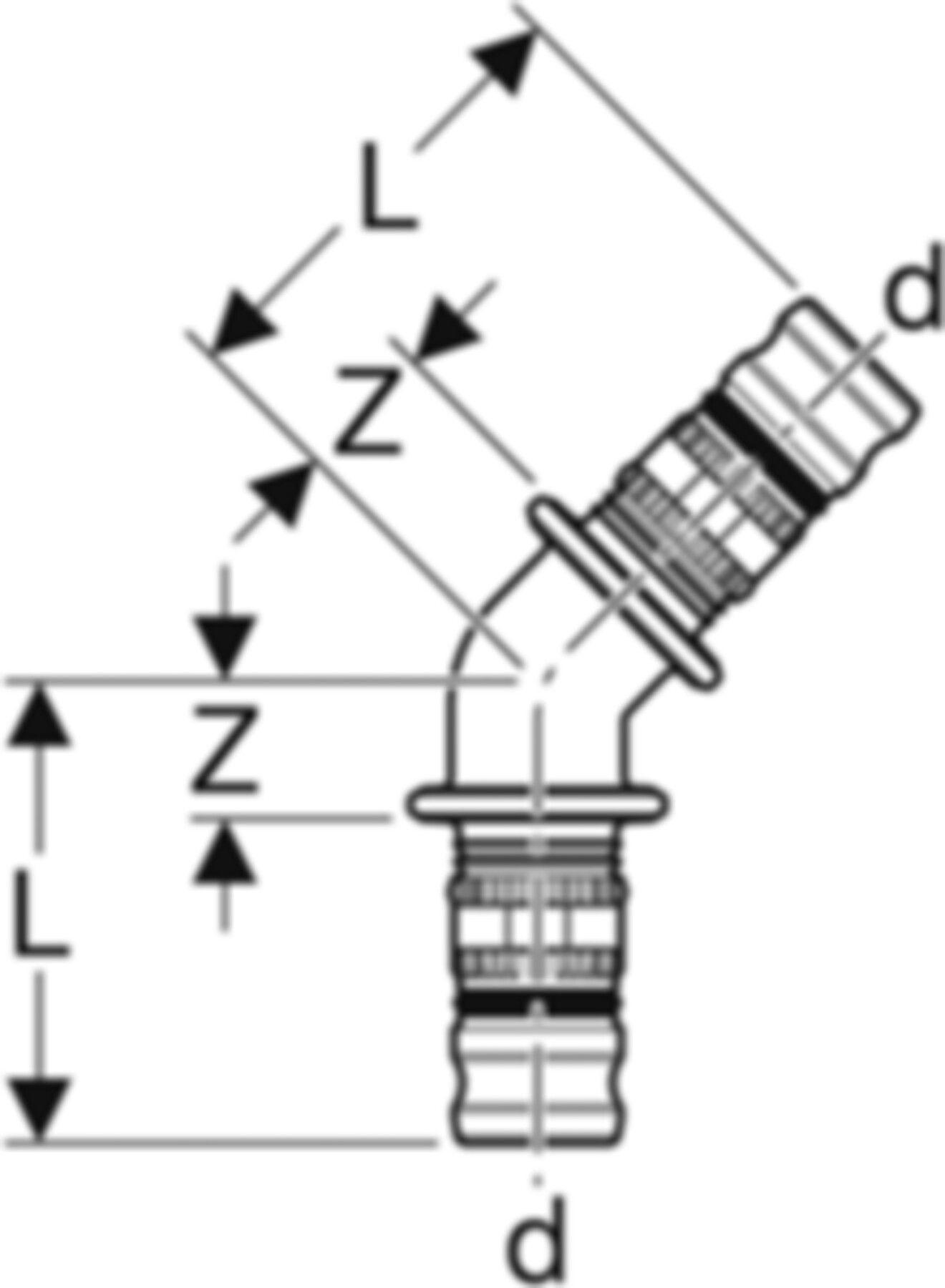 Winkel 45° 40mm 625.245.00.5 - Geberit-Mepla-Formstücke