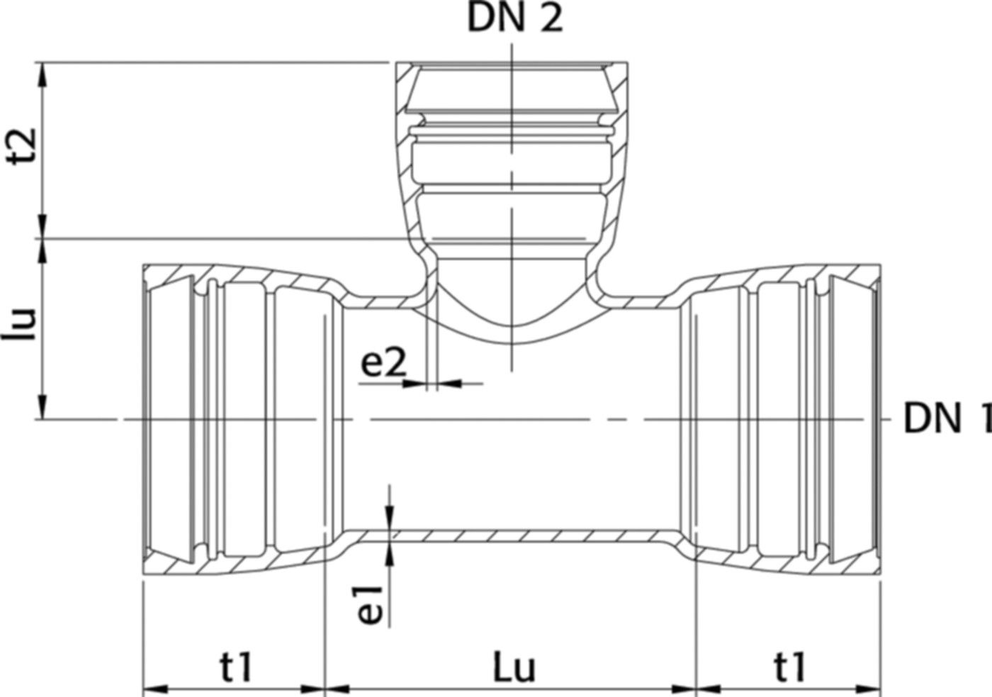 STM-T-Stück 3M Novo-Sit MMB DN 125/125 - WILD Steckmuffenformstücke