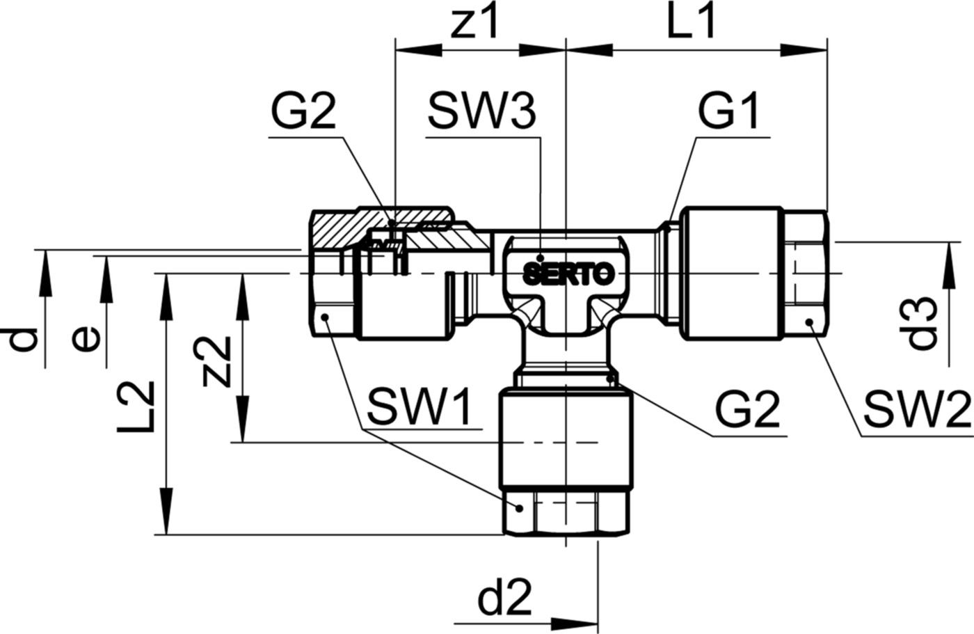 T-Verschraubung Red. SO 03021 12-10-10 - Serto-Programm M/G