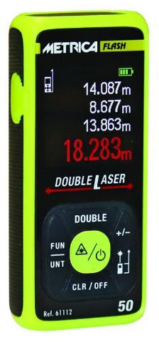 Metrica Distanzlaser Flash Double 0.05-50m, Klasse 2, IP54, 85,5x38x19,5 mm - Längenmessen