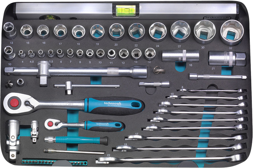 TECHNOCRAFT ABS-Werkzeugkoffer Pro Chrome 152 PB Swiss Tools 152-tlg.,1/4" 4-14 mm, 1/2" 10-32mm - Werkzeugkoffer,Sortimentskoffer,Behälter