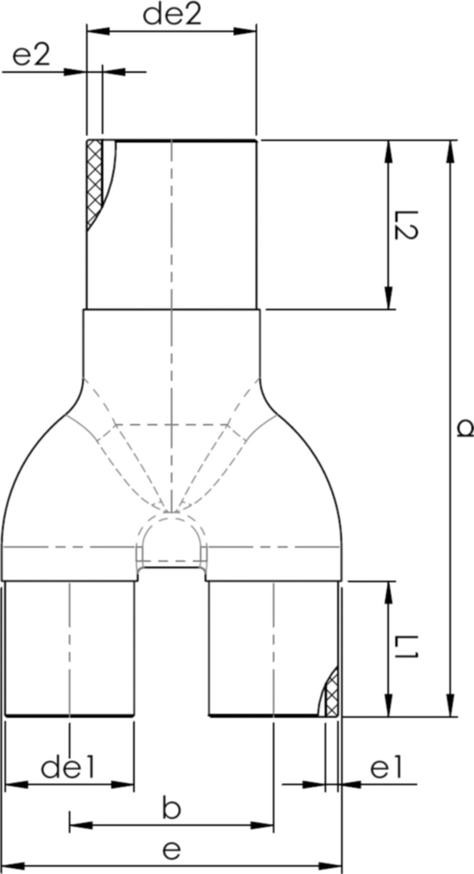 Hosen-T-Stück PE100 S5 PN 16 2 x d 32-40mm - PE100 Stutzenformstücke spezial