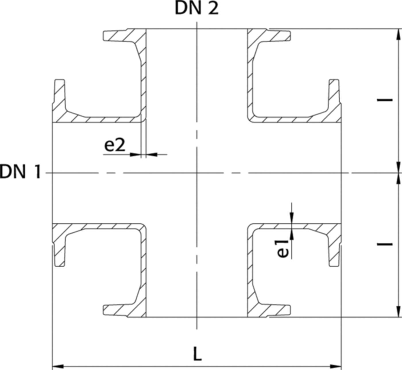 Flanschen-Kreuz Typ TT PN 10/16 DN 80/80 - WILD Flanschformstücke