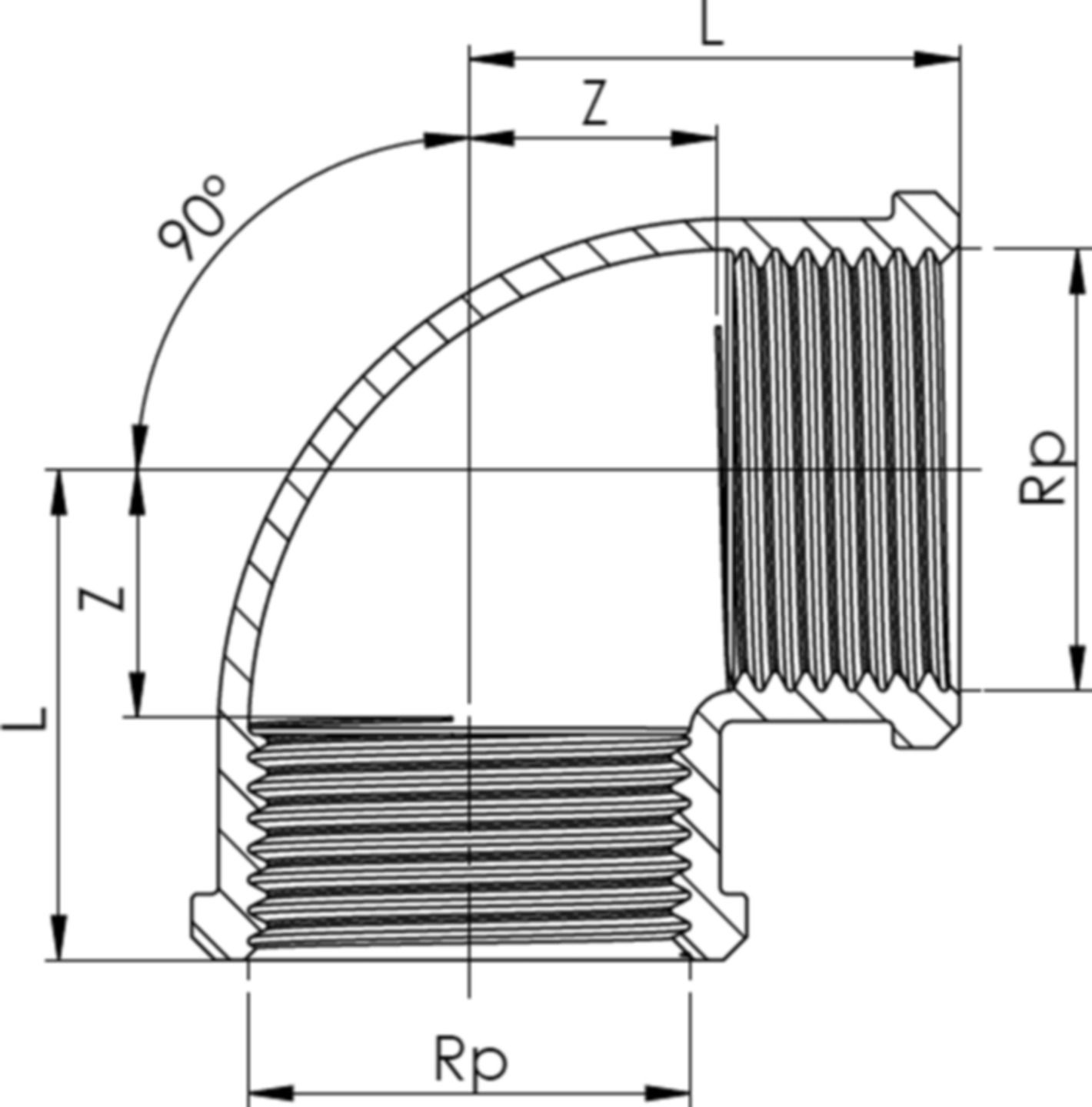 Winkel 90° 8090 IG/IG 11/4" - Rotguss-Gewindefittings
