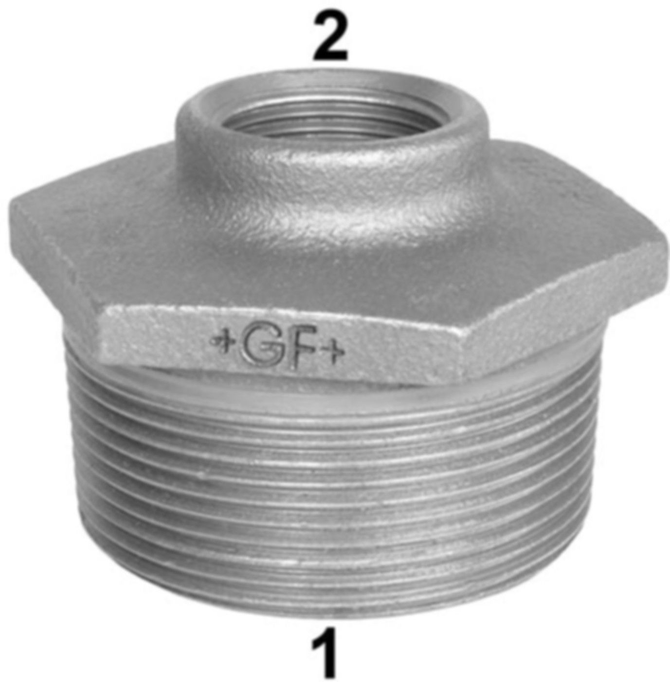 Reduziernippel 241 V 1"- 3/8" 770 241 225 - GF verz. Tempergussfittings