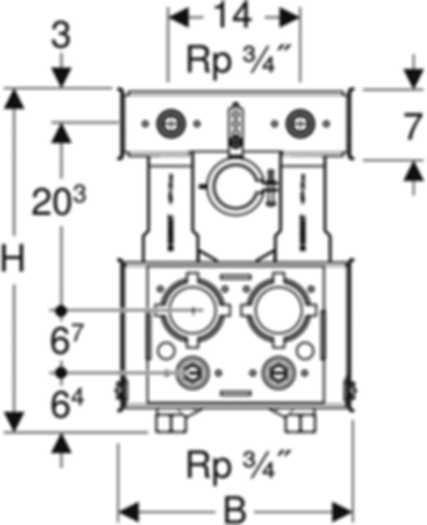 GIS-Waschtisch-Set Standarm.461.157.00.1 mit 2 Wasserzählerstrecken mit UP-Ventil - Geberit Systemventile / Armaturen