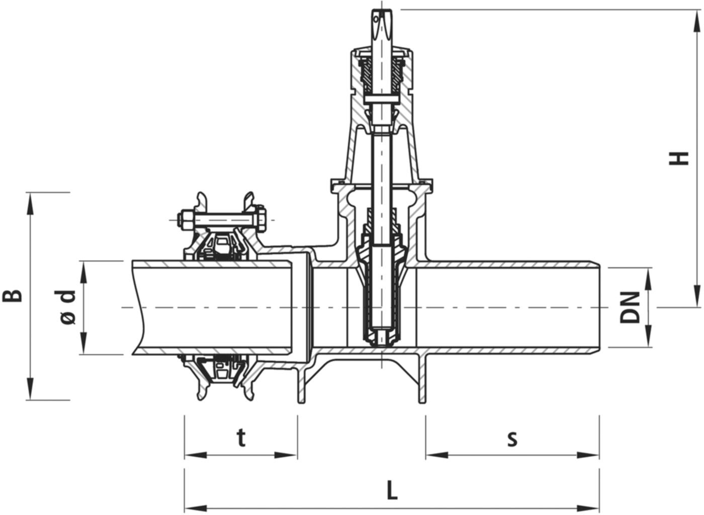 Spitzend/Mehrbereichsmuffenschieber 4251 Synoflex DN 150 - Hawle Synoflex