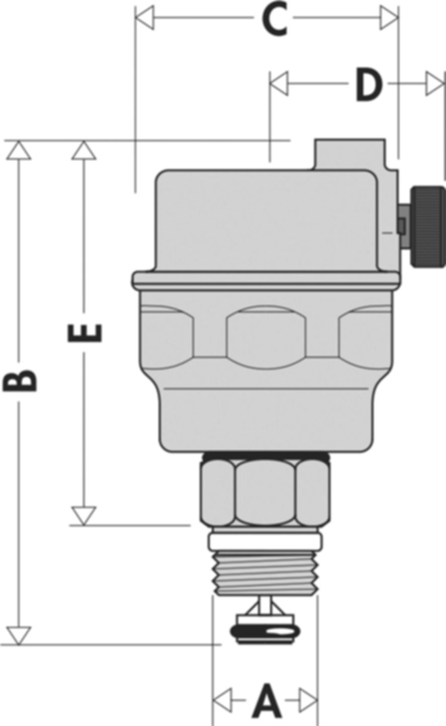 Caleffi Schnellentlüfter Robocal T. 5025 Mess. m/Absperrv. 3/8" Entlüftung seitl. - Automatische Entlüfter