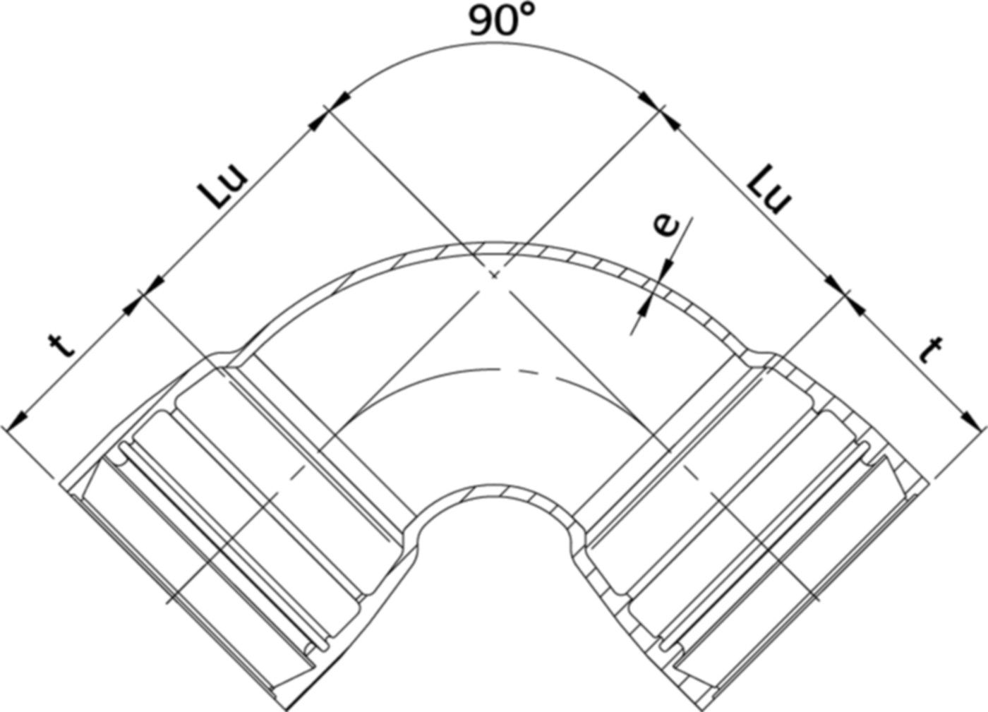 STM-Bogen 2M Novo-Sit MMQ 90° DN 150 - WILD Steckmuffenformstücke