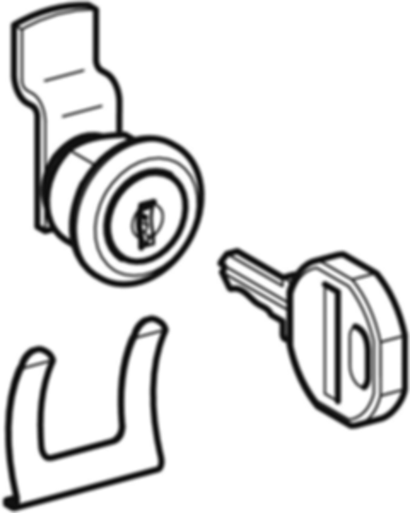 Riegelverschluss mit Schlüssel 650.426.21.1 für Türe Verteilerschrank - Geberit-Push Fit-Formstücke