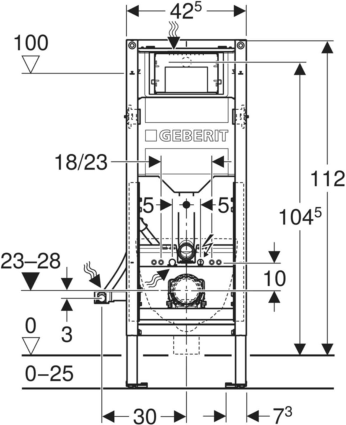 Wand-WC-Element Sigma 111.351.00.6 Typ 112 Baubreite 42.5 cm barrierefrei - Geberit-Duofix