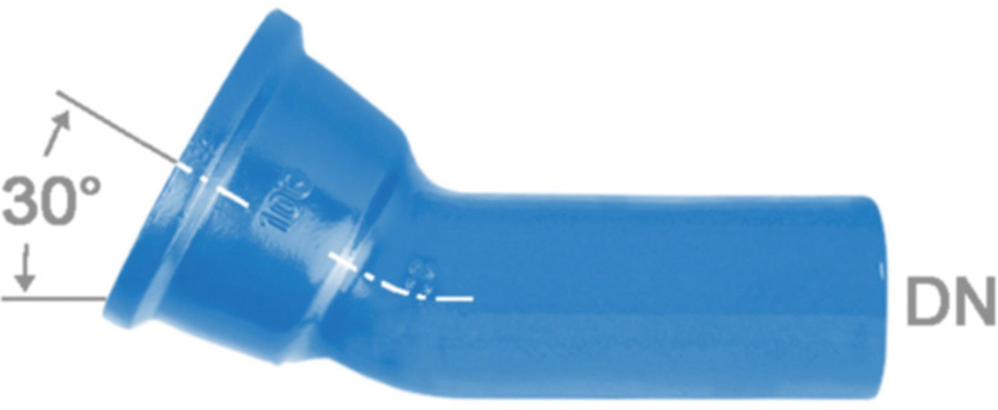 STM-Bogen 1M Fig. 2823 30° DN 100 - Von Roll Steckmuffenformstücke