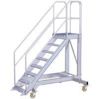 HB Podestreppe m. gebremsten Rollen 45° 495.4 , H= 1.2m , 6 Stufen inkl. Plattform - Garten