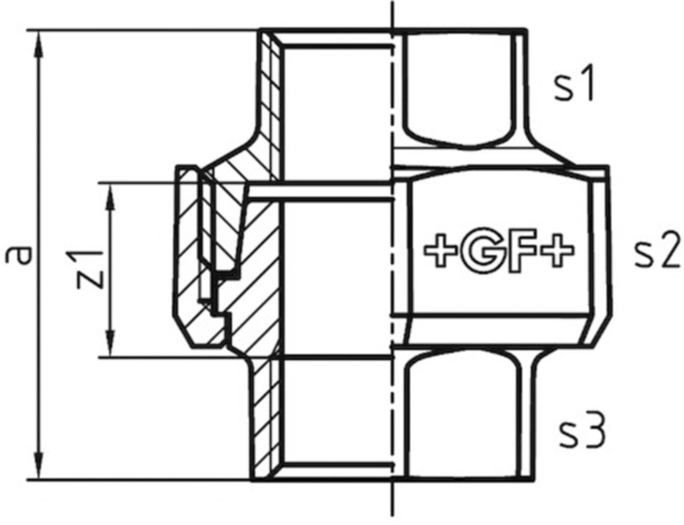 Verschraubung 340 V 1/2" m/Kegeld. 770 340 204 - GF verz. Tempergussfittings